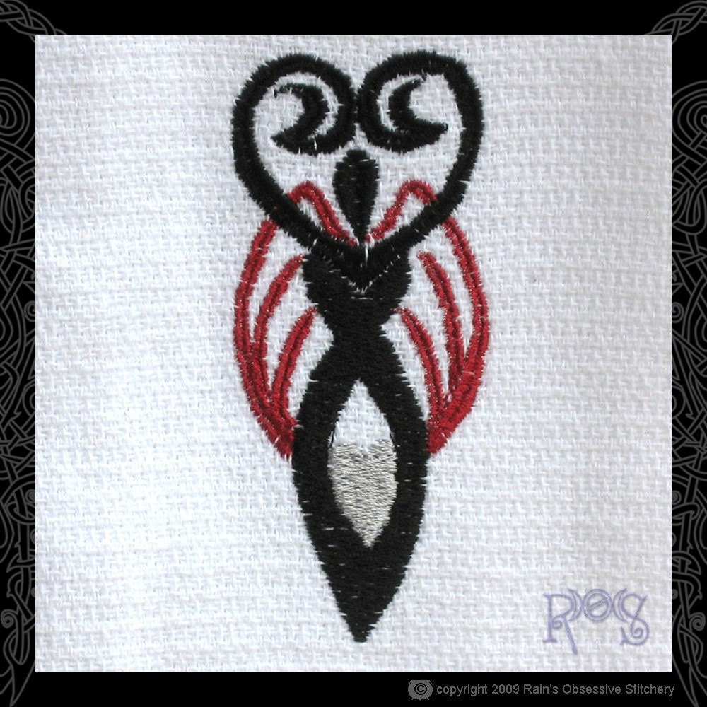 Tea Towel Embroidered with Tattoo Goddess