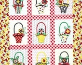 Baskets and Blooms Quilt Pattern - Sweet Little Wallhanging - PDF Format