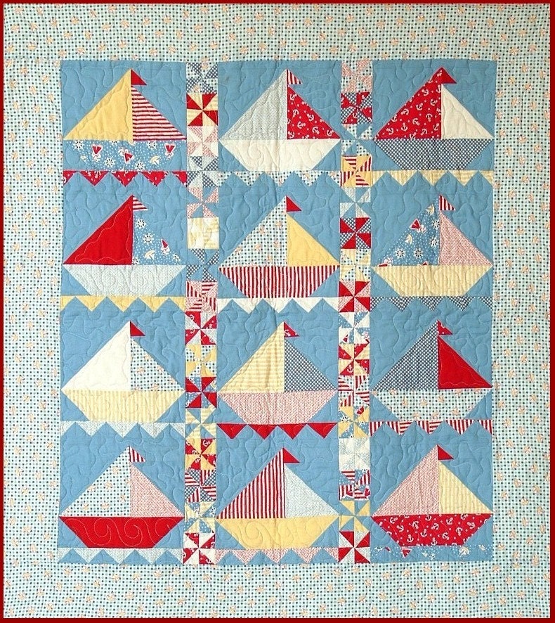 Sailing Sailing Quilt Pattern - Cute Little Boy's Quilt - PDF Format