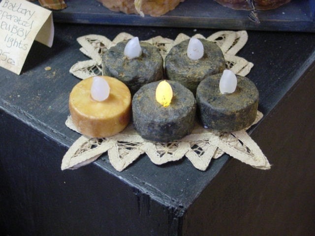 Ebook / make your own grubby battery operated TEA LIGHTS / battery pillars and tapers too / rustic WEDDING decor