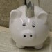 HALF PRICE SALE /altered piggy bank / vintage style little white piggy bank with silver crown / pig collectible