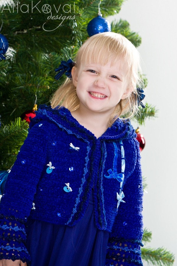 Royal Blue. Sonia CROCHETED Jacket Sz 2T-12Y Pattern/PDF/eBook