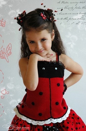 Ladybug Halter Top Pattern/Ebook PDF Knit/Crochet Sizes 2-12