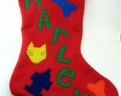 Personalized DOG Christmas Stocking  Felt Handmade Pet Gift Puppy