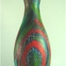 Funky Bowling Pin Art Hand Painted Turquoise Red Green