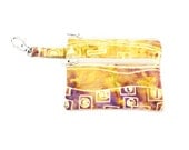 Small Zippered Wallet Change Purse Gadget Case Purple and Yellow Gold Batik