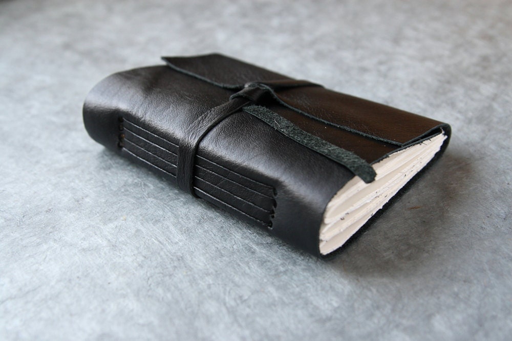 Black Leather Pocket Journal or Sketchbook