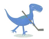 Ice-o-raptor - Hockey dinosaur Art Print - 8x10