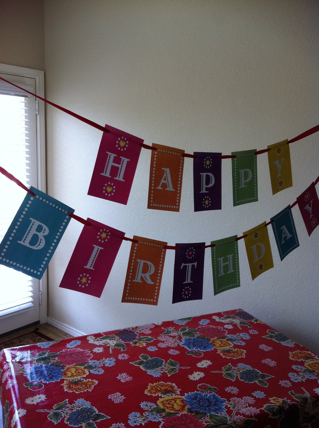 Fiesta Happy Birthday or Feliz Cumpleanos Banner that matches Papel Picado Invitation Personalized I design you print
