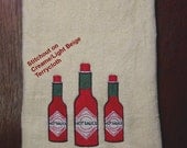 LOUISIANNA HOT SAUCE Embroidered Hand or Kitchen Towel
