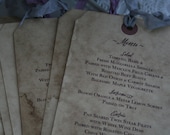 WEDDING MENU - set of 50 - Vintage, French, theme - choose ribbon color