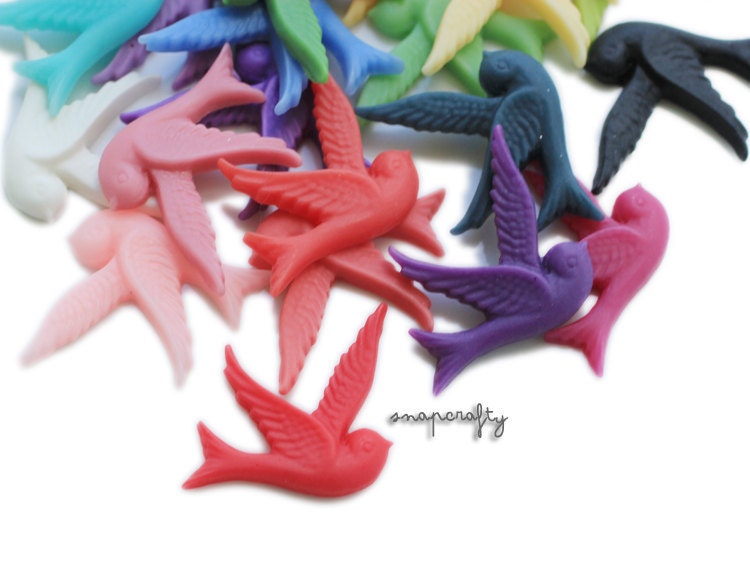 25pc dove cabochons deluxe set, matte resin, flatback for gluing to hairpins and rings 30mm
