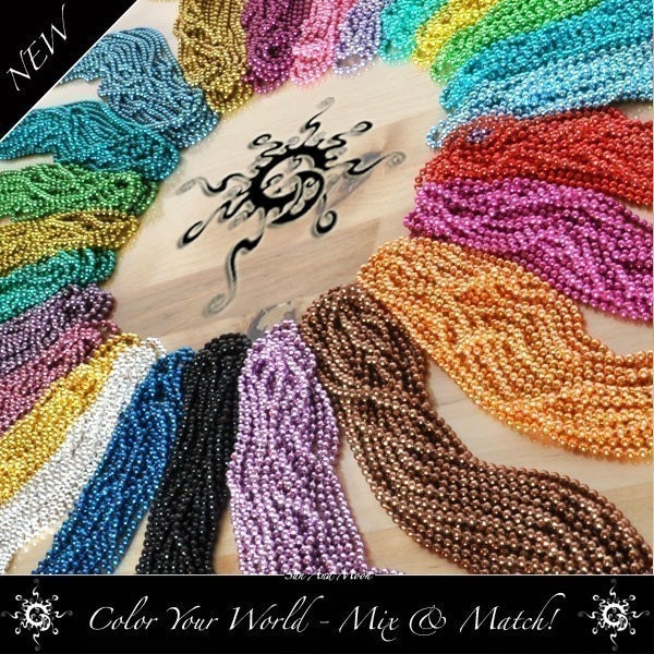 50 Colored Ball Chain Necklaces - 2.4mm - BCN