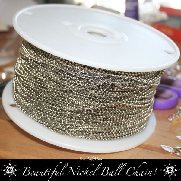 100 Beautiful Nickel Plated Ball Chain Necklaces. Perfect for Bottle Caps, Scrabble Tiles, Glass Tiles, Bezel Setting by SuN And MoON - BCNN