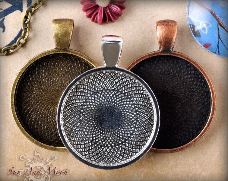 10 Pendant Blanks - 1 Inch Circle or Square Pendant Trays - Bezel Cabochon Settings - 1SPTT-1CPTT