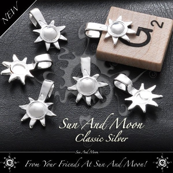 100 Medium Sun And Moon Bails - Medium Size Silver Plated Bails - MSBS
