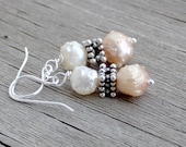 Freshwater Druzy Pearl Sterling Silver Earrings