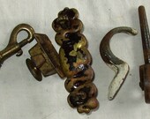 VINTAGE METAL HARDWARE...Latch, Hook, Wheel.  Rusty Fun...mixed media, altered art, industrial