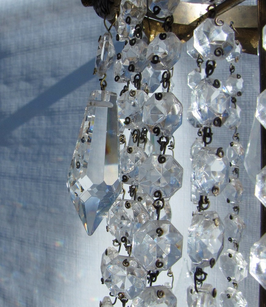 Vintage Art Deco HOLLYWOOD REGENCY Crystal Basket Chandelier