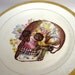 Skull Cake Plate Display Stand Floral Halloween home decor altered vintage dish