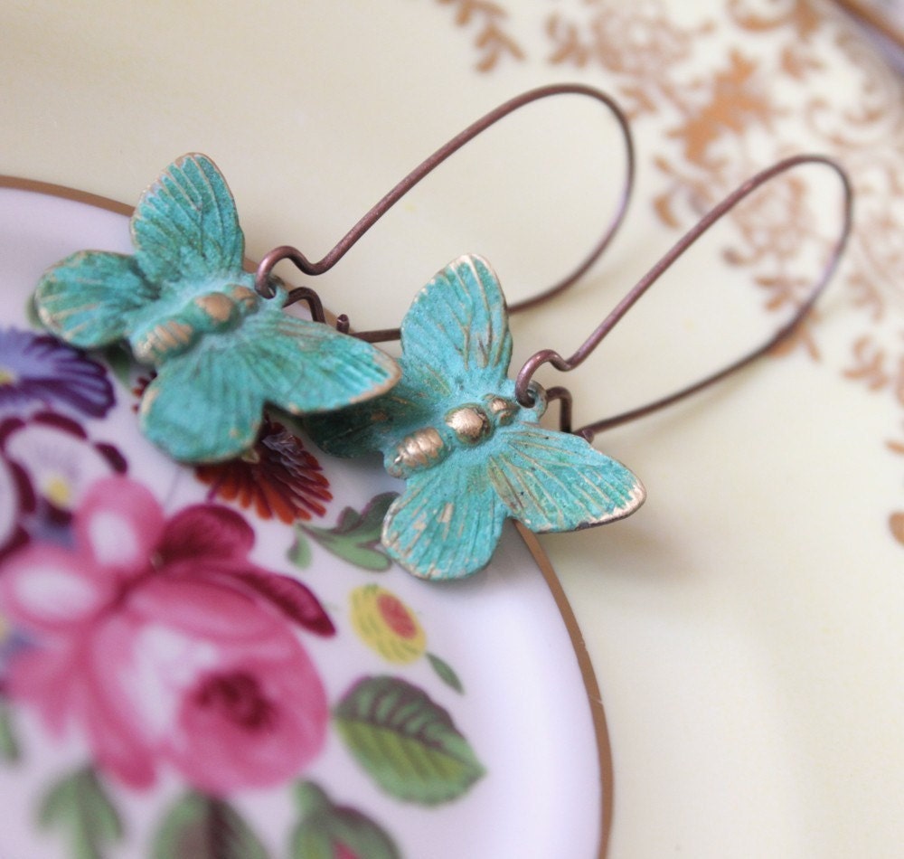 Verdigris Earrings... "Two Hearts are Better Than One"
