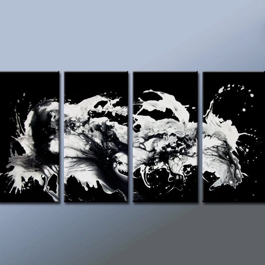 4PC Abstract Art - Huge Custom Made 96x48 on Stretched Canvas Modern Contemporary Fine Art Painting by Destiny Womack - dWo - 8ft x 4ft