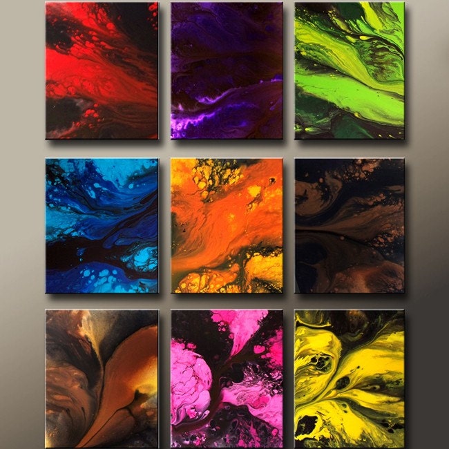 Original Abstract Art Huge 9pc Custom Made to Order Commision Modern Contemporary Fine Art Painting by Destiny Womack - dWo - GIANT 60x48