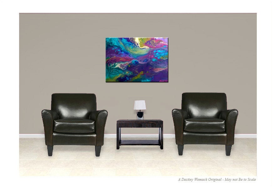 Abstract Modern Art Painting 36x24 Original Contemporary Art by Destiny Womack - dWo - Sea of Tranquility ON SALE