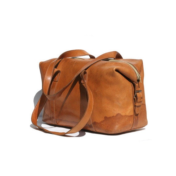 Vintage His or Hers Thick Leather Weekend Bag