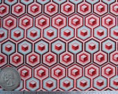 SALE - HEX BLOCKS Coral Aqua Quilt Fabric 1 Yard - Prince Charming by Tula Pink for Free Spirit Fabrics