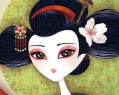 Sakura Girl, 8 x 12 Print Digital Illustration