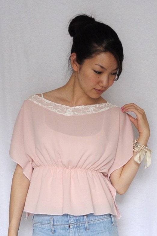 Pale Pink and Lace Poncho Tunic