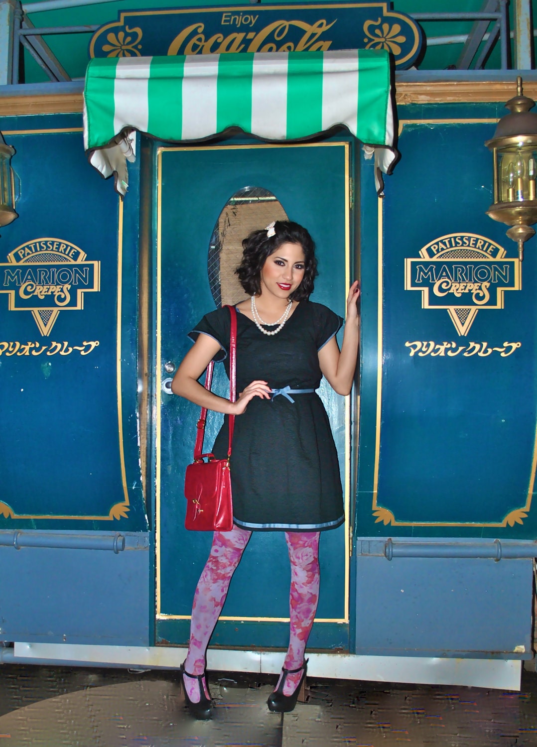 SALE Black Seer Sucker and Gray Grosgrain Ribbon Pleated Dress