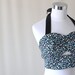 Blue Tiny Floral Cutout Bralet - Halter Neck - Peek-a-boo - Cropped Top - S