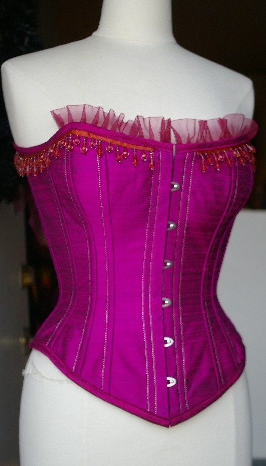 Magenta Corset Overbust Burlesque Edwardian PICK YOUR SIZE