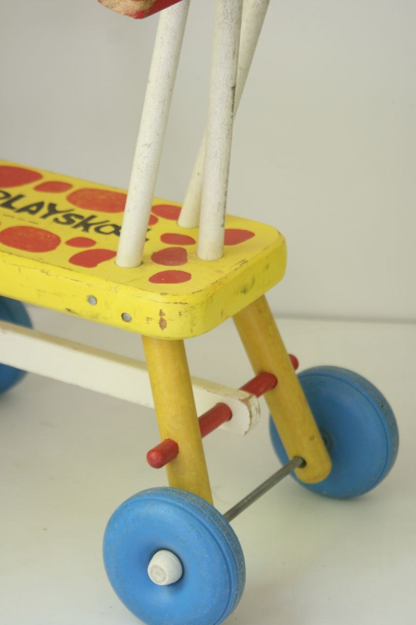 VTG Playskool wooden ride on giraffe 1966