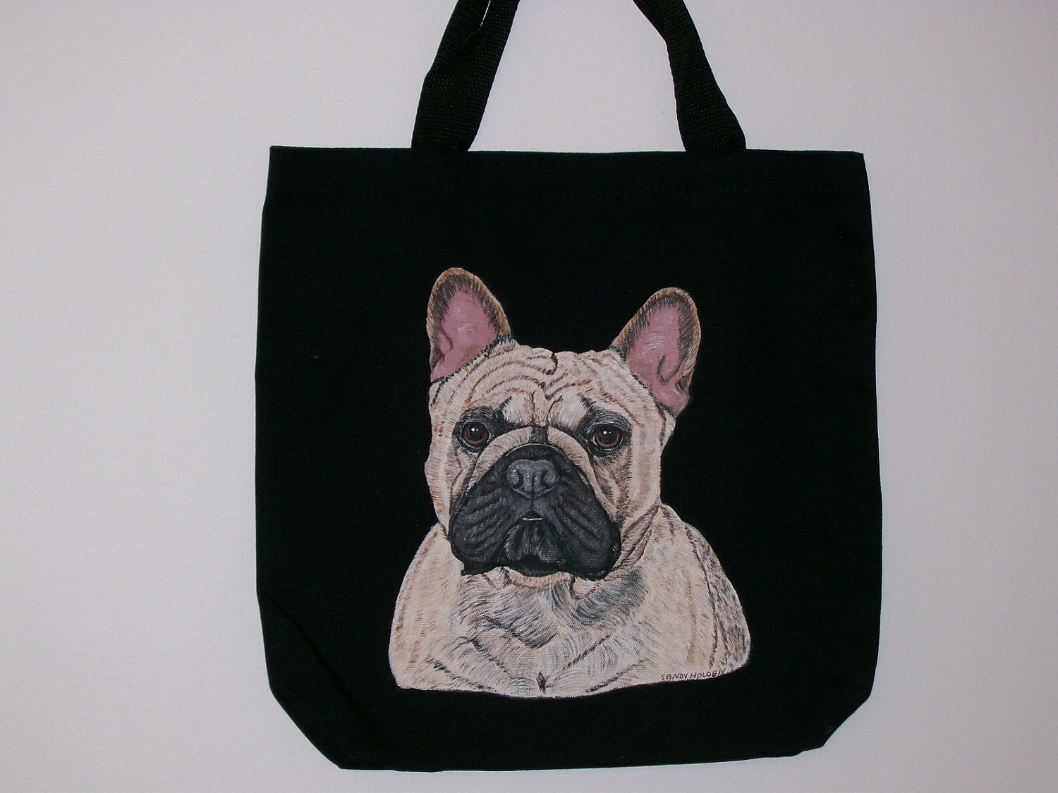 Reusable Canvas Tote with  a French Bulldog (fawn)
