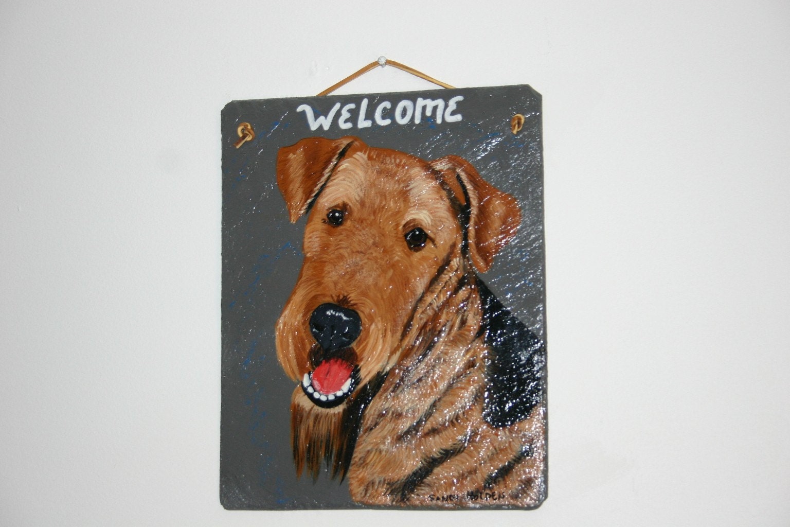 Airedale Terrier Welcome Slate