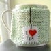 Personalized Tea Mug Cozy - Mint Green Custom Coffee Cosy