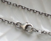Oxidized Sterling silver Textured cable chain, For Add On Charms, Pendants, Simple Chain, Delicate, Chain Only