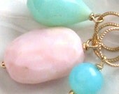 October Birthstone Necklace, 3 Removable Opal Pendants & Chain in 14k Gold Fill, October Birthday, Pink, Green and Blue Opal Stones