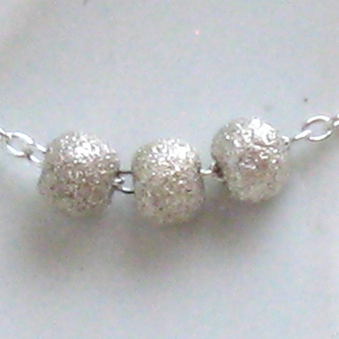 Petite Shimmer Necklace - 3 Sterling Silver Stardust Beads on Sterling silver chain