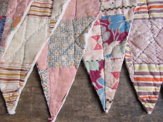 vintage 1930s Depression Era quilt scraps bunting flags (collection 1)