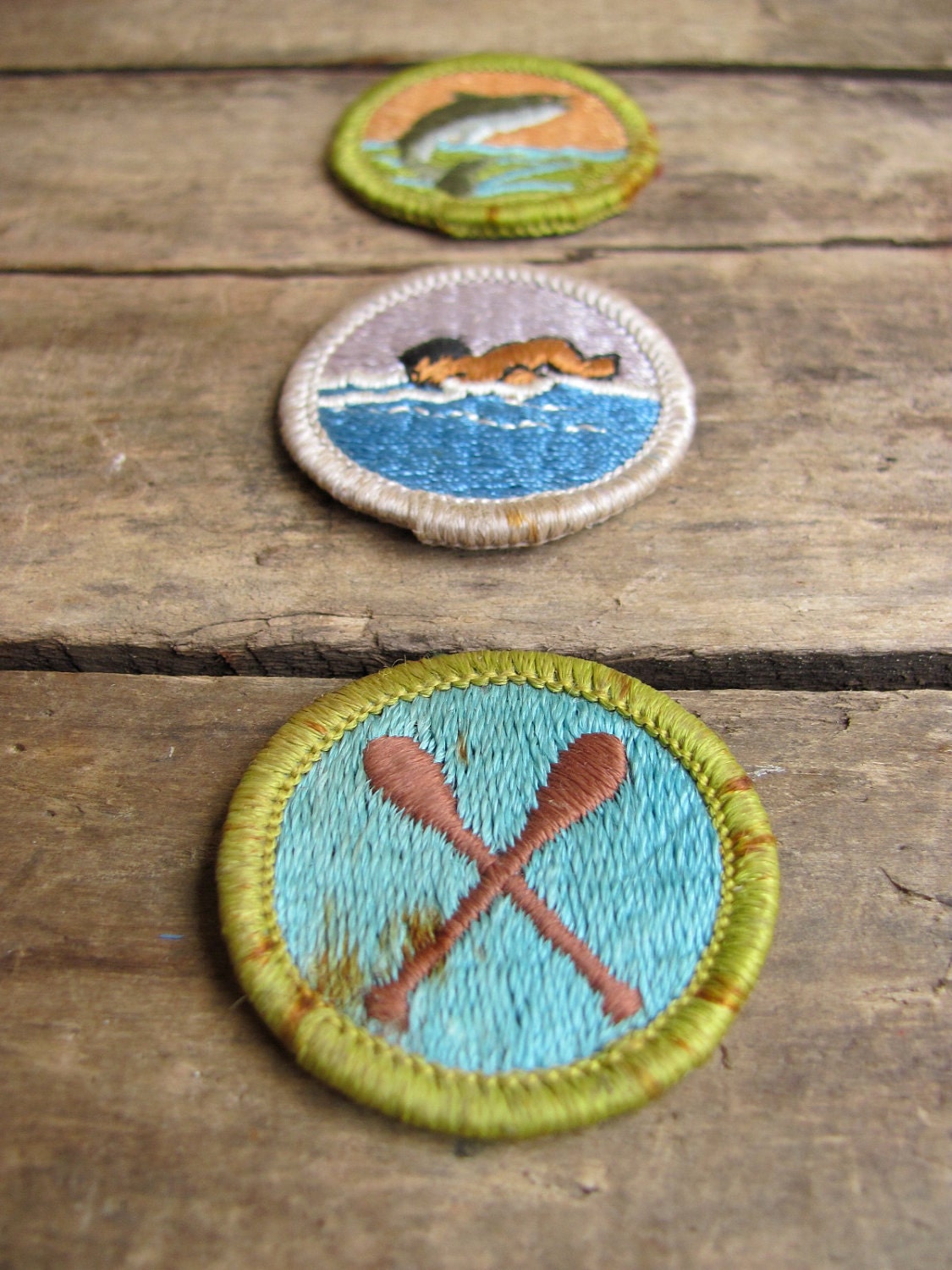 vintage c. 1960s set of three Boy Scouts badges // Water Sports