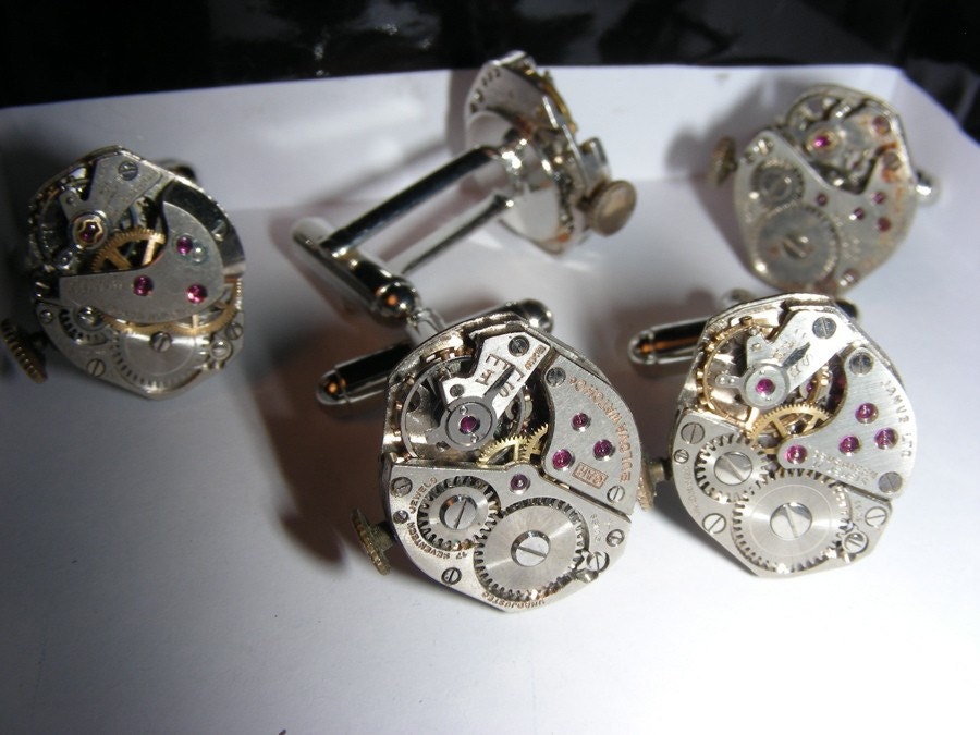 Vintage watch movement cufflinks