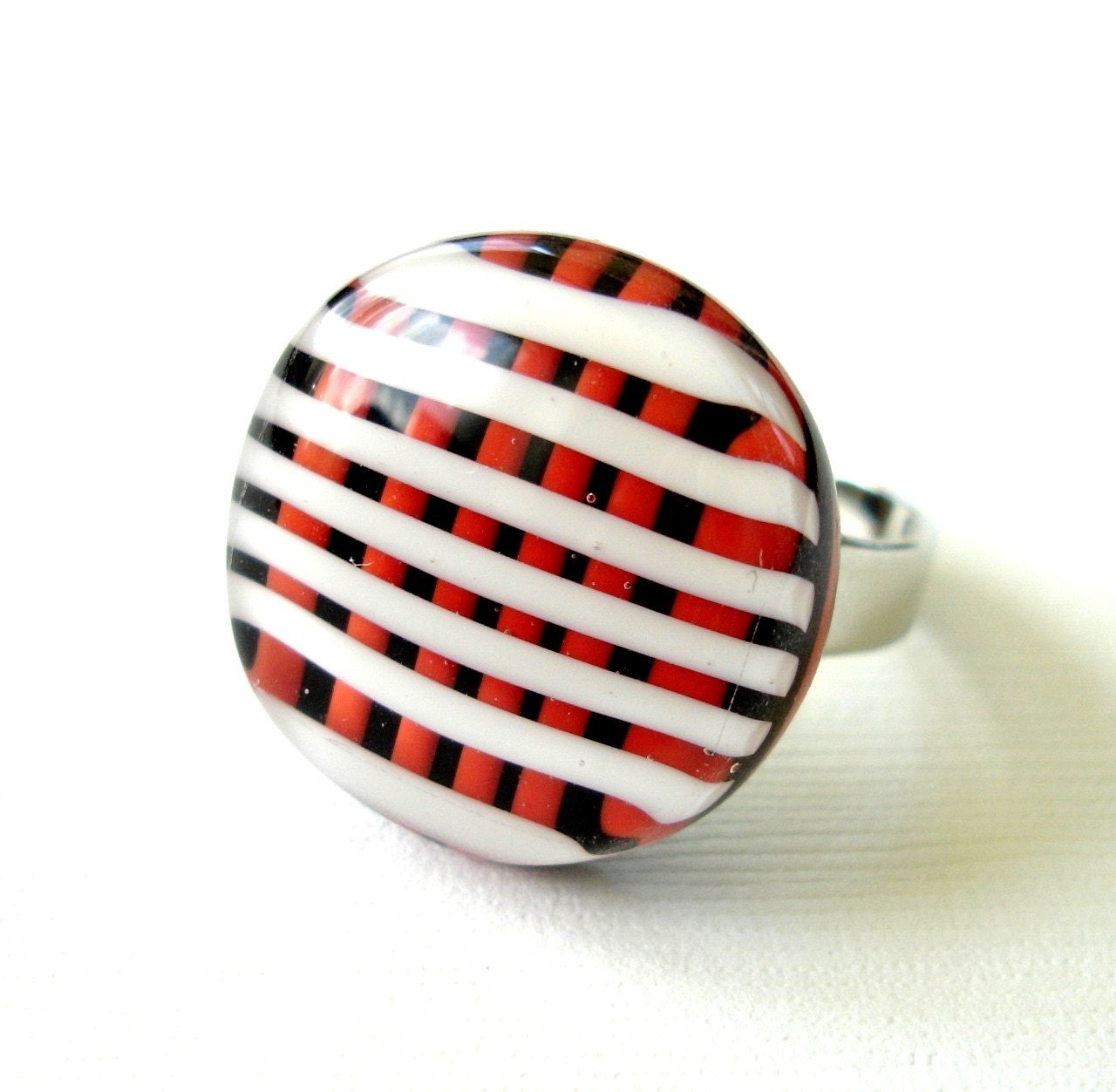 Perfect Plaid Fused Glass Ring