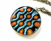 Dotted Lines Fused Glass and Brass Necklace
