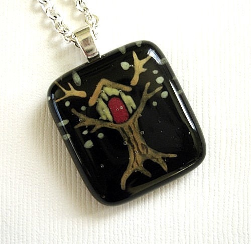 The Yellow Treehouse Fused Glass Pendant Necklace