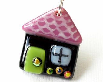 Charming Fairytale Cottage Fused Glass Necklace