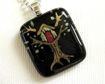 The Yellow Treehouse Fused Glass Pendant Necklace